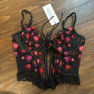 For Love & Lemons Love Potion Bustier Corset Top Hearts Size XS Women’s